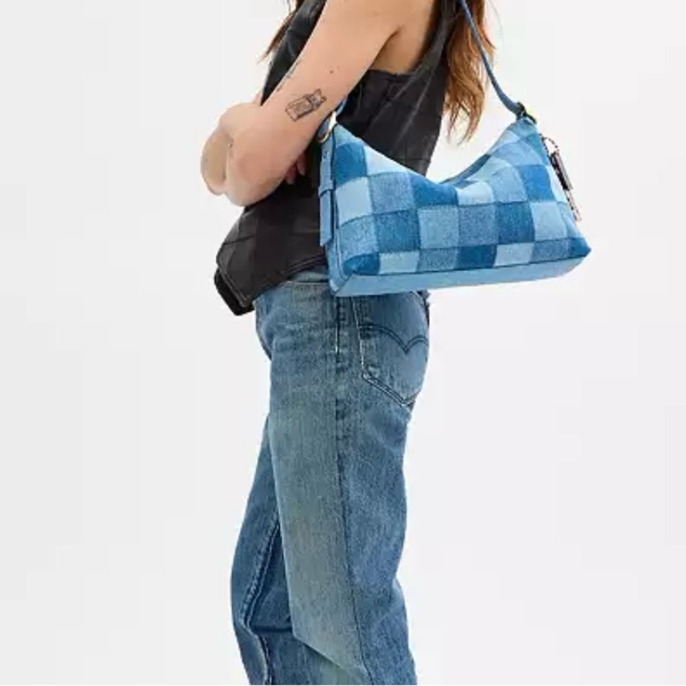 Coachtopia Alter/Ego Shoulder Bag In Checkerboard Upcrafted Denim